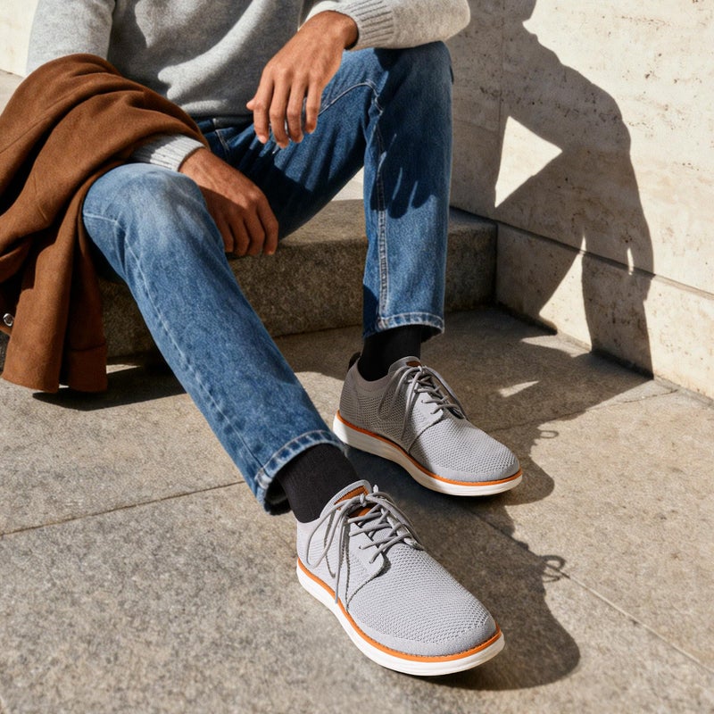 Bruno Marc Men's KnitFlex Breeze Mesh Sneakers Oxfords Lace-Up Lightweight Casual Walking Shoes,Size 7,Grey,GRAND-01 - Image 3